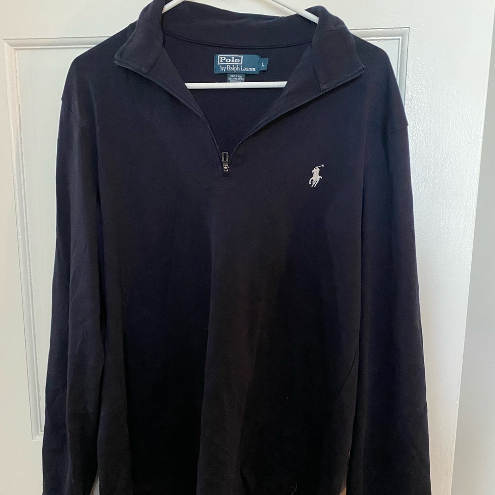 Mens quarter zip long sleeve polo shirt